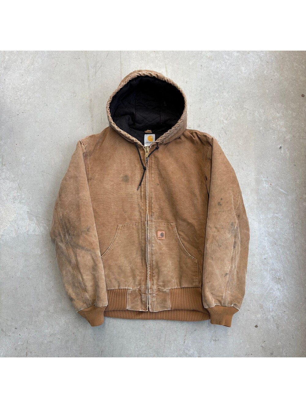 Vintage 2000s Carhartt Hooded Canvas Jacket Medium Tan